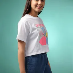 Lil Tomatoes Kids White Printed Crop Top image 4