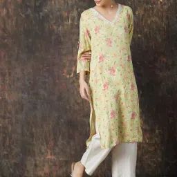 Melange by Lifestyle Yellow Printed Kurtas image 4