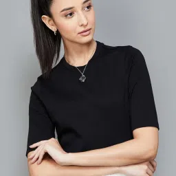 Code by Lifestyle Black Cotton Regular Fit Top image 4