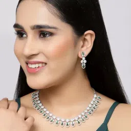 Zeneme Rhodium Plated AD Studded Jewellery Set image 2