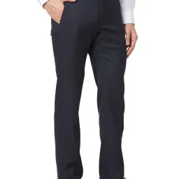Park Avenue Blue Classic Fit Texture Trousers image 4
