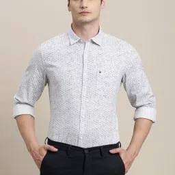Turtle Grey Cotton Slim Fit Printed Shirt image 4