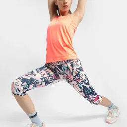 MADAME Pink & Navy Printed Mid Rise Capris image 4