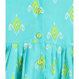 Campana Kids Turquoise & Lime Green Printed Full Sleeves Kurta with Dhoti image 4