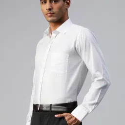 ManQ White & Blue Regular Fit Striped Shirt image 3
