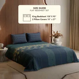 Stoa Paris Lumiere Teal Cotton 240 TC Bed Sheet with 2 Pillow Covers image 2