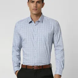 Van Heusen Blue Cotton Slim Fit Checks Shirt-picture-28