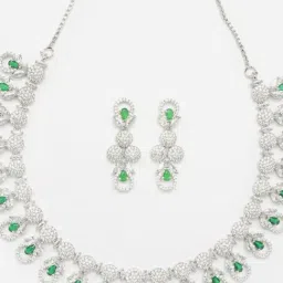 Zeneme Rhodium Plated AD Studded Jewellery Set image 5