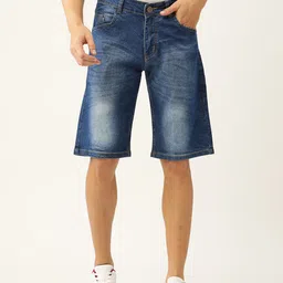 PARIS HAMILTON Men Blue Washed Denim Shorts-picture-15