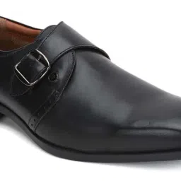Louis Philippe Men's Black Monk Shoes image 4