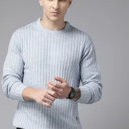 The Roadster Lifestyle Co.Men Self-Striped Pullover image 3