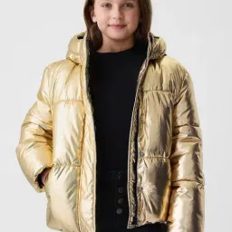 GAP Girls Gold Solid Puffer Jacket-image-25