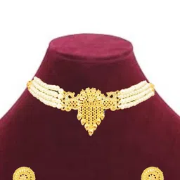 sdr Combo Pearl choker necklace earrings jewellery set image 3