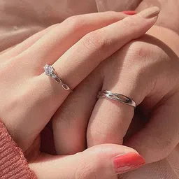 J.S ENTERPRISES Unisex Pair of Silver-Toned Stainless Steel Couple Finger Rings-picture-35