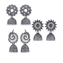 Sangria Silver-Plated Alloy Jhumkas-picture-38