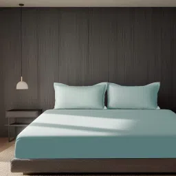 SANSAAR A D'DECOR BRAND LIVE CONSCIOUSLY Coastal Blue 1 Bedsheet with 2 Pillow Covers (King)-picture-18