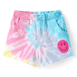 Babyhug Cotton Looper Knit Mid Thigh Smiley Printed Tie & Dye Shorts - Multicolour-picture-35