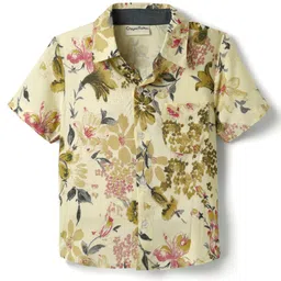 CrayonFlakes Rayon Woven Half Sleeves Floral Printed Shirt - Yellow-image-85