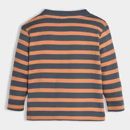 Mi Arcus 100% Cotton Striped Tee -  Grey & Brown image 3