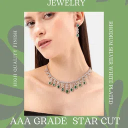 Anouk Rhodium-Plated American Diamond & Cubic Zirconia-Studded Jewellery Set image 5