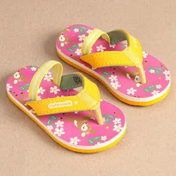 Cute Walk by Babyhug Floral Printed Flip Flops with Back Strap - Dark Pink image 3