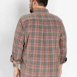 UNSIZED Men Comfort Oversized Fit Spread Collar Tartan Checked Corduroy Casual Shirt image 2