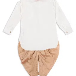 Vastramay Full Sleeves Solid Kurta & Pajama Set - White & Rose Gold image 5