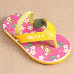 Cute Walk by Babyhug Floral Printed Flip Flops with Back Strap - Dark Pink image 4