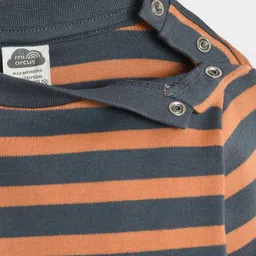 Mi Arcus 100% Cotton Striped Tee -  Grey & Brown image 5