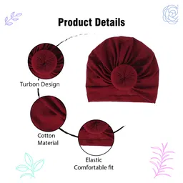 SYGA Pack of 3 Cotton Solid Caps Maroon Cream & Cyan - Diameter 16 cm image 4