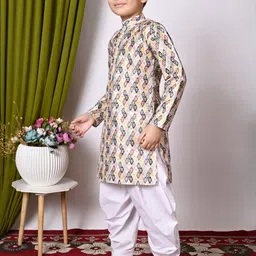 HUMAN CHOICE Boys Multi Dupion Silk Embroidered Kurta & Patiala image 2