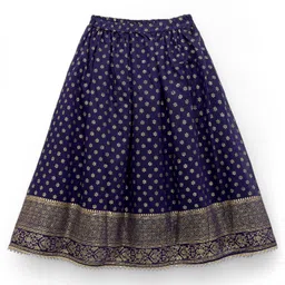 Babyhug Sleeveless Georgett Woven Foil Printed Choli Lahenga with Dupatta - Navy image 5