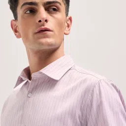 The Bear House Purple Tailored Fit Striped Shirt image 4