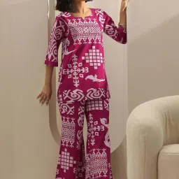 Libas Pink Printed Pyjamas Set image 4