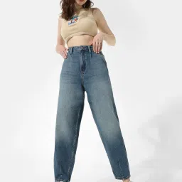 Only Blue Cotton Straight Fit High Rise Jeans image 4
