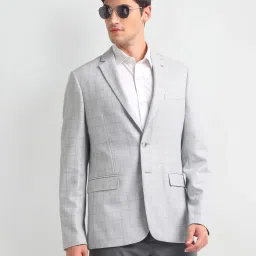 Arrow Grey Regular Fit Checks Blazer image 4