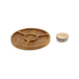 Fabindia Thar Natural Wood 1 Platter & 1 Dip Bowl image 4