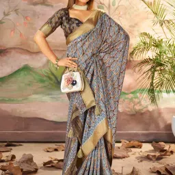 Saree Mall Brown Printed Sarees With Unstitched Blouse-picture-34