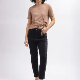 Iconic Black Blended Color-Block Super Skinny Fit Mid Rise Jeans image 4