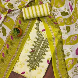 Maroosh Floral Printed Sequinned Cotton Unstitched Dress Material-image-42