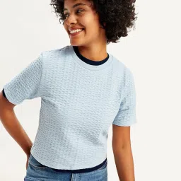 Levi's Blue Cotton Self T-Shirt image 4