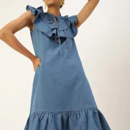 StyleStone Blue Regular Fit A Line Dress-image-66