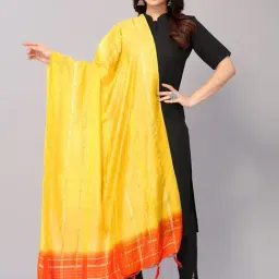 Satrani Yellow Woven Pattern Dupatta-image-36