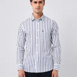 U.S. Polo Assn. Blue Cotton Regular Fit Striped Shirt-picture-22