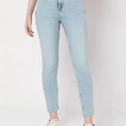 Vero Moda Light Blue Cotton Skinny Fit Jeans-image-9