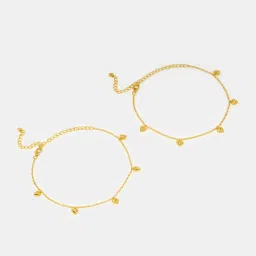 Shaya 925 Silver You and Your Untimely Yawns Anklets (Pair) in Gold-Plating image 4