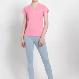 adidas Pink Logo Print Sports T-Shirt image 4