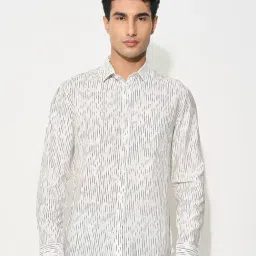 Peregrine By Pantaloons White Regular Fit Striped Shirt-image-63