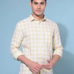 Crimsoune Club Yellow Slim Fit Checks Shirt image 4