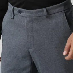 Van Heusen Grey Regular Fit Texture Trousers image 4